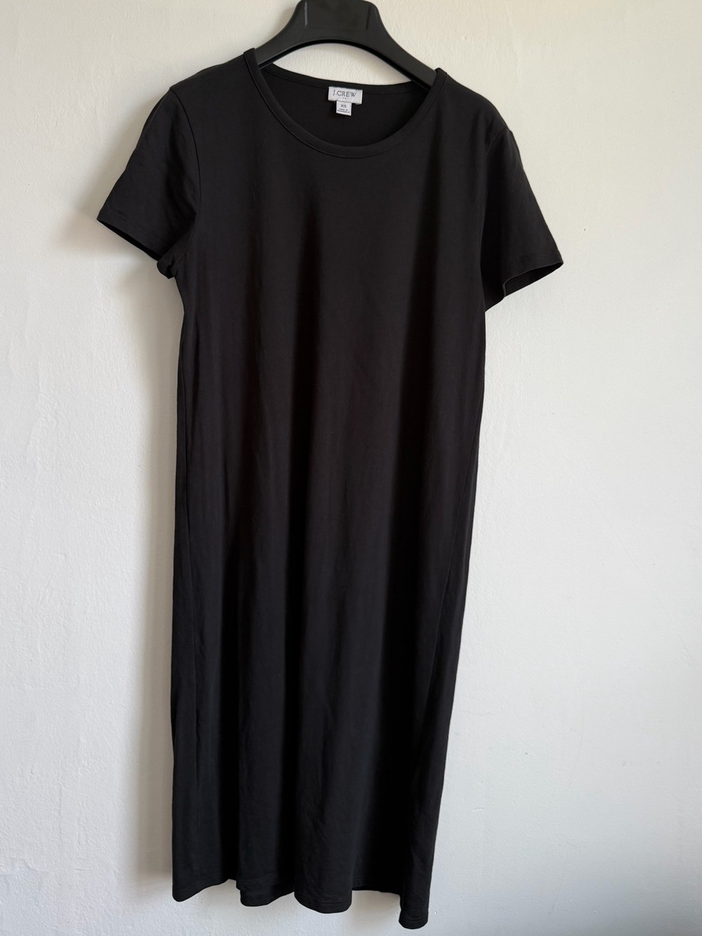 XS j. Crew factory Short-sleeve T-shirt dress black cotton above knee